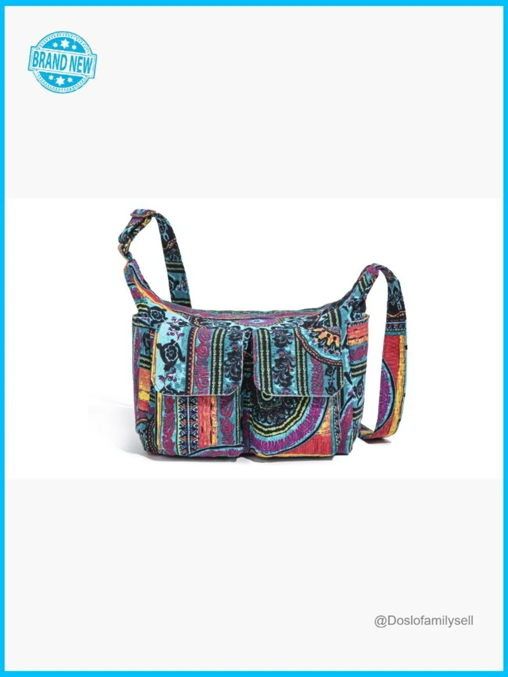 Retro Canvas Hobo Shoulder Bag Bohemian Hippie Crossbody Multiple Pockets